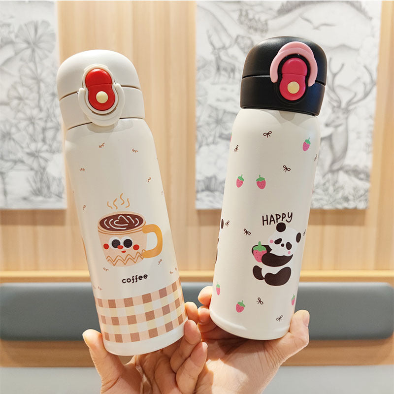 Women's playful stainless steel drinking bottle with integrated safety closure Stornfield
