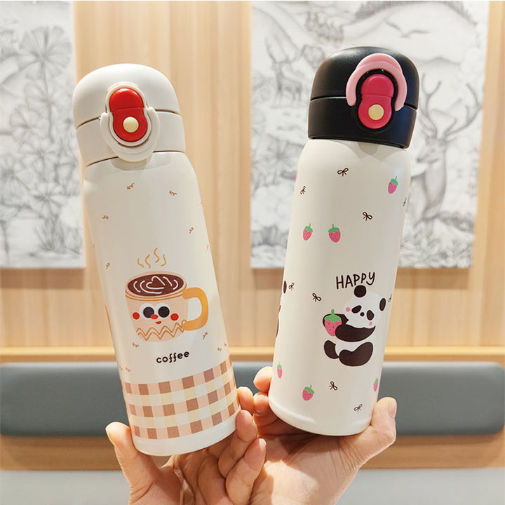 Women's playful stainless steel drinking bottle with integrated safety closure Stornfield