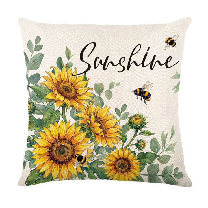 Decorative Seasonal Hello Summer Cotton-Linen Throw Pillow Cover