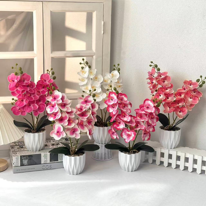 Decorative Artificial Orchid Arrangement for Indoor Home Display