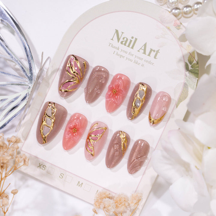 Elegant Floral Embellished Press-On Nail Collection