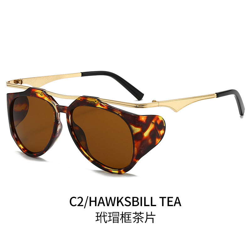 Ladies Fashion Sport Sunglasses with Oversized Frame and Golden Accents Stornfield