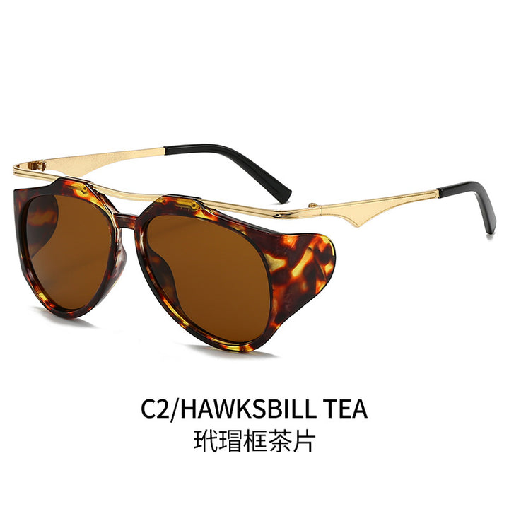 Ladies Fashion Sport Sunglasses with Oversized Frame and Golden Accents Stornfield