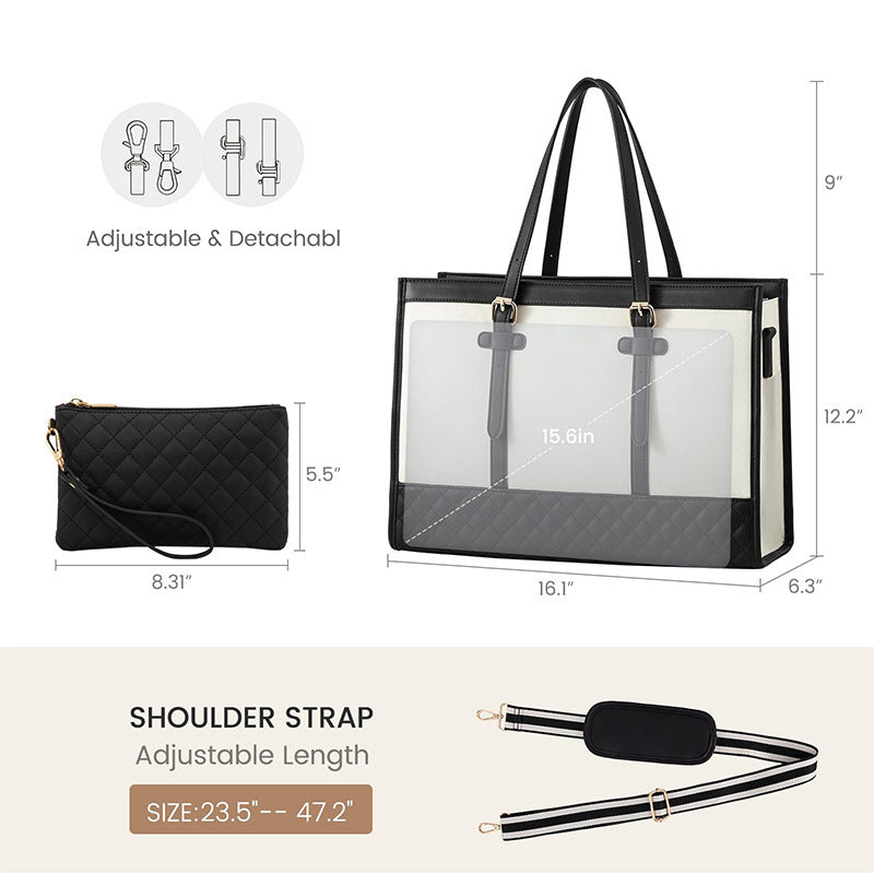 Stylish Quilted Tote Bag with Removable Cosmetic Compartment Stornfield