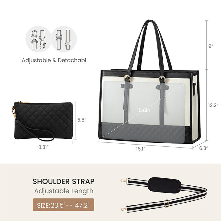 Stylish Quilted Tote Bag with Removable Cosmetic Compartment Stornfield