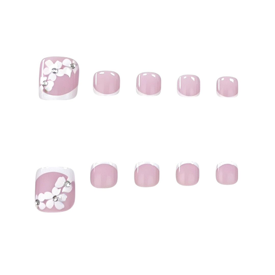 Elegant Floral French Tip Pedicure Stornfield