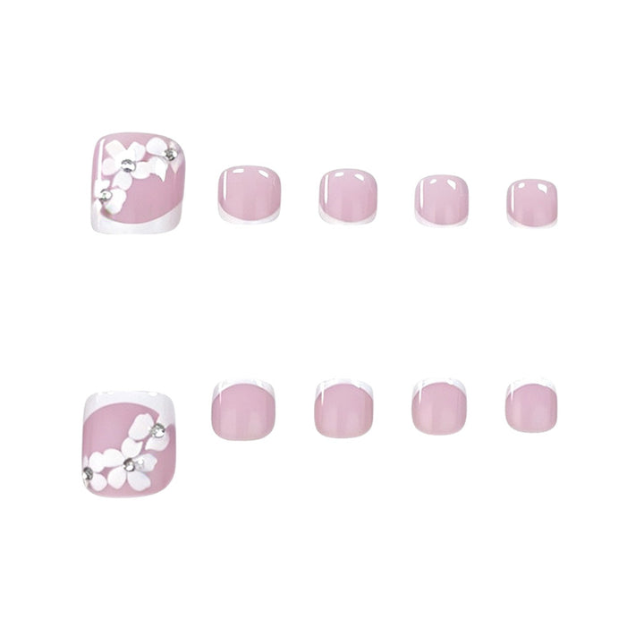 Elegant Floral French Tip Pedicure Stornfield
