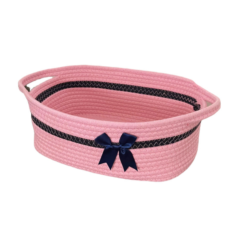 Women's decorative storage basket with bow accent Stornfield