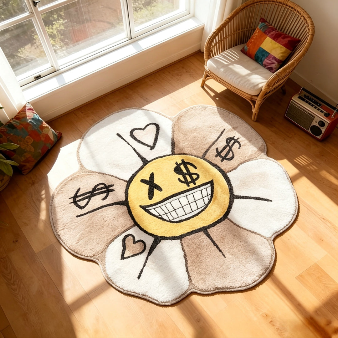 Decorative Emoji Flower Shaped Area Rug