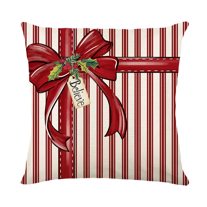 Festive Reindeer Illustrated Square Throw Pillow Cover with Hidden Zipper