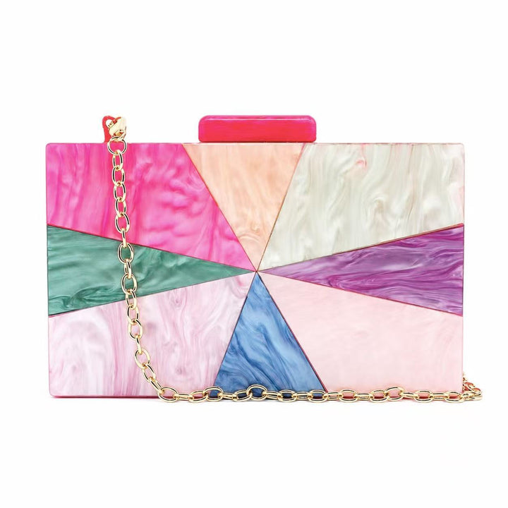 Geometric Multi-Color Acrylic Clutch