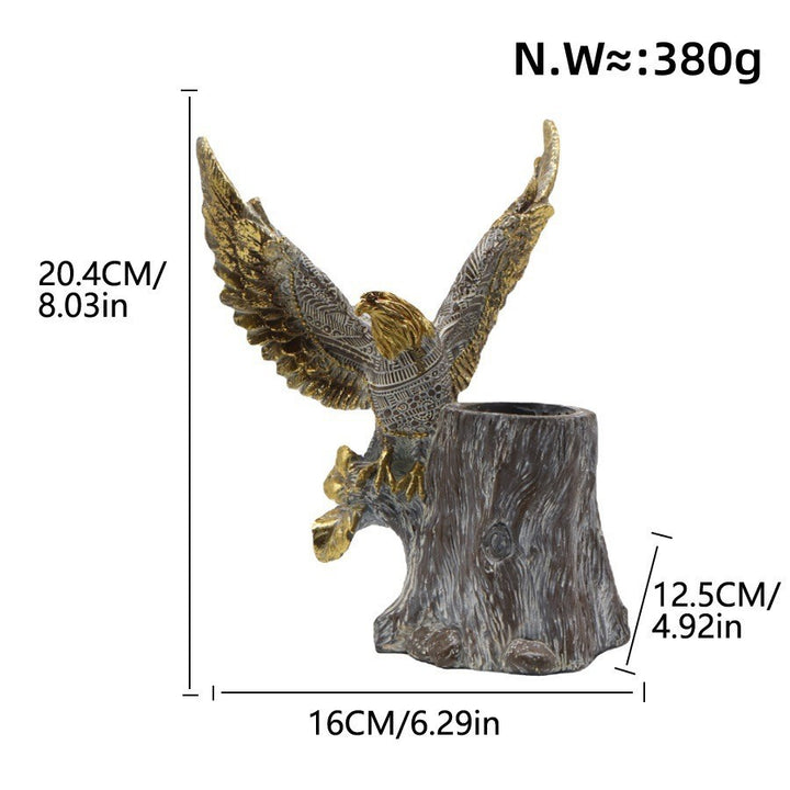 Elegant garden figure with eagle on tree trunk Stornfield