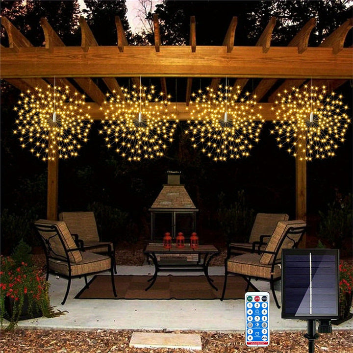 Solar-Powered Starburst Hanging LED Garden Lights With Waterproof Firework-Shaped Clusters And Automatic Dusk-To-Dawn Sensor Stornfield