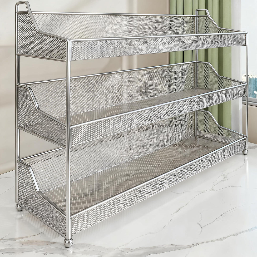 Metal Mesh Ribbon and Tape Spool Organizer with Integrated Scissor Slot