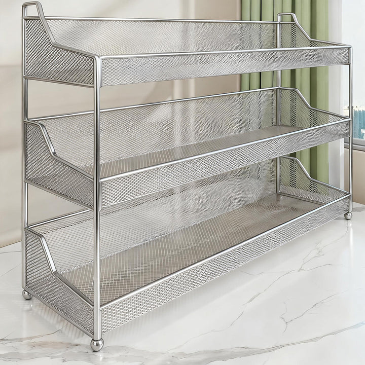 Metal Mesh Ribbon and Tape Spool Organizer with Integrated Scissor Slot