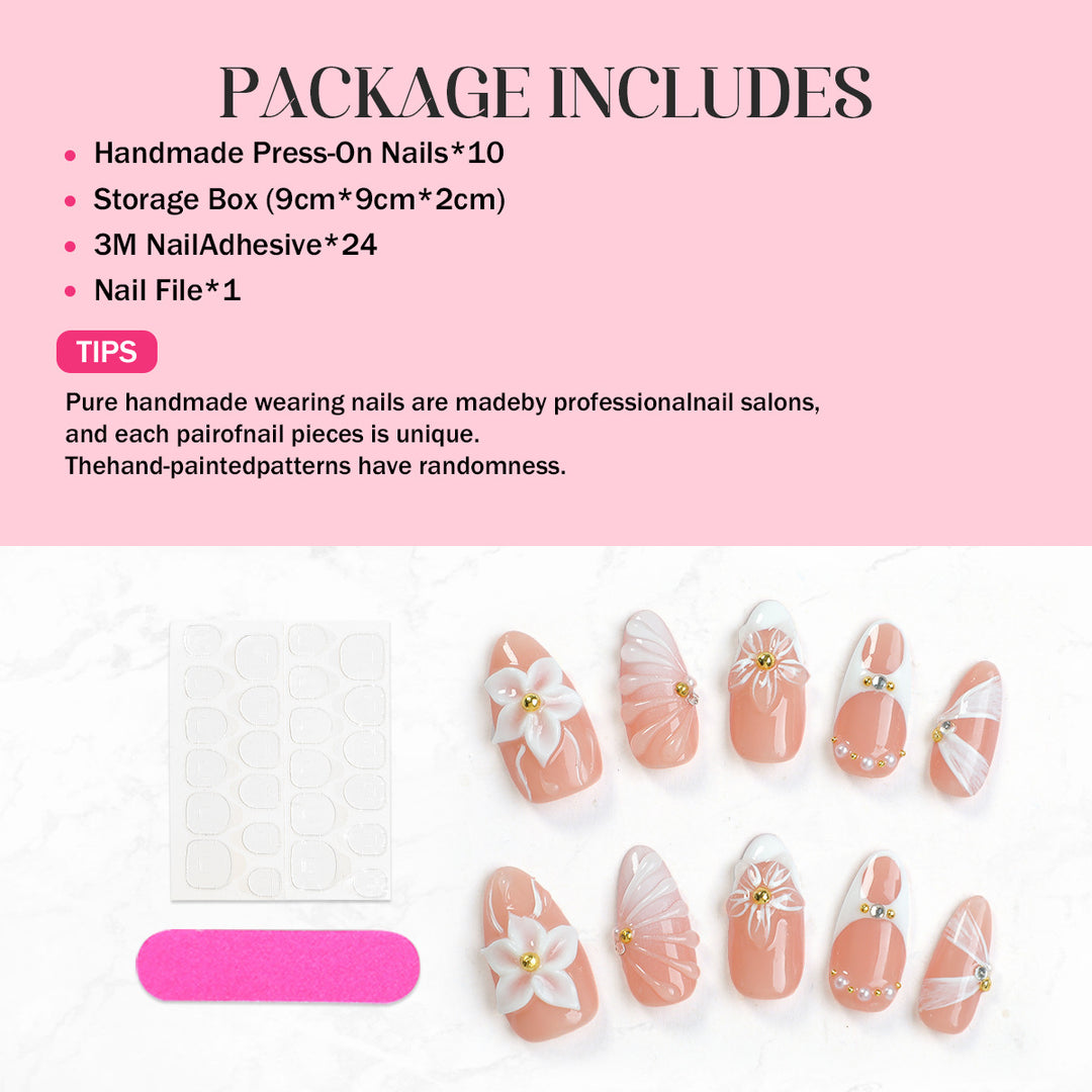 Nail art set with floral decorations and radiant accents Stornfield