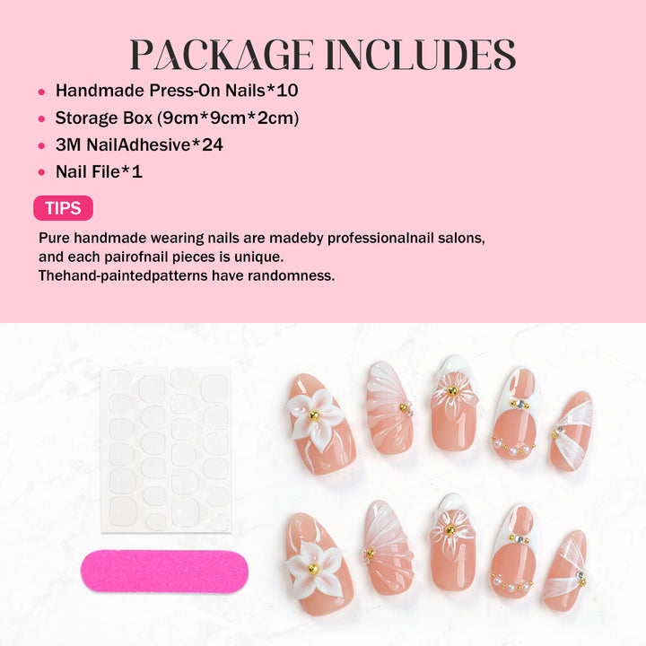 Nail art set with floral decorations and radiant accents Stornfield