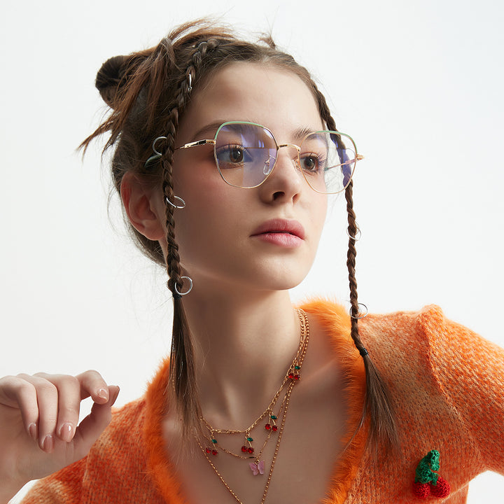 Women’s fashionable sunglasses with slim metal frame and blue lenses Stornfield