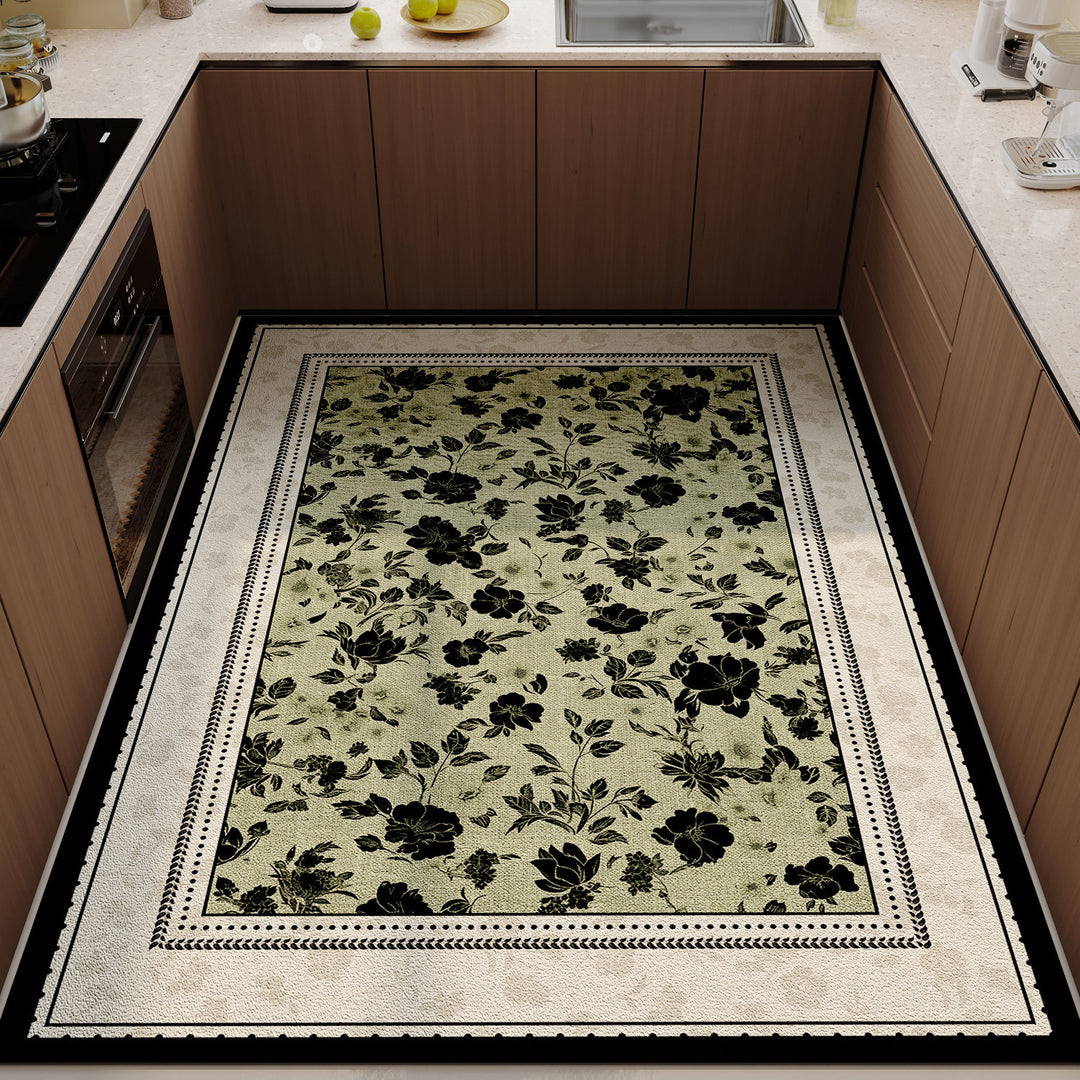 Luxurious Floral Print Kitchen Floor Mat