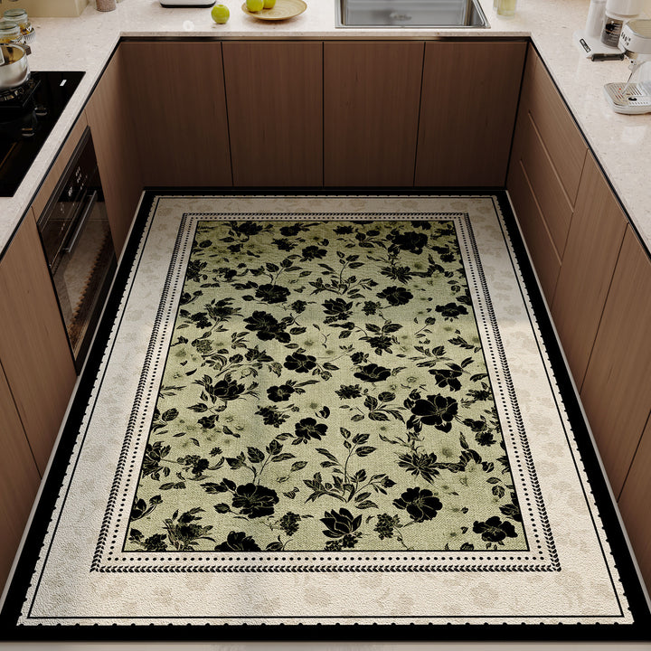 Luxurious Floral Print Kitchen Floor Mat