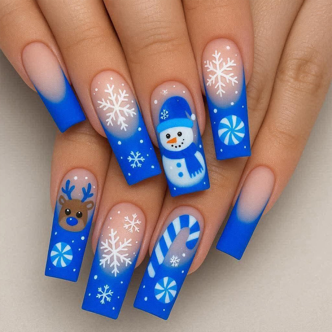Festive Winter-Themed 3D Nail Art Extensions Stornfield