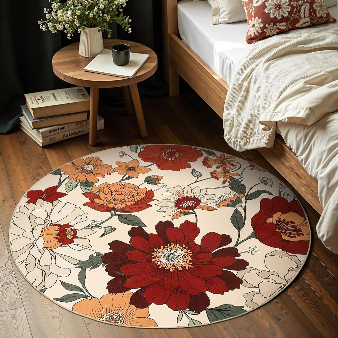 Flower print Round Rug