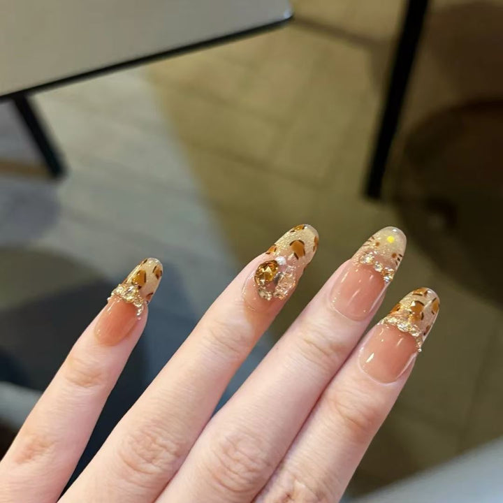 Glamorous Nail Art Extensions with Crystal Accents