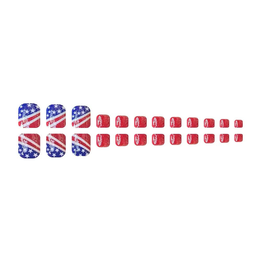 Nail art set with creative glitter design and American motif Stornfield