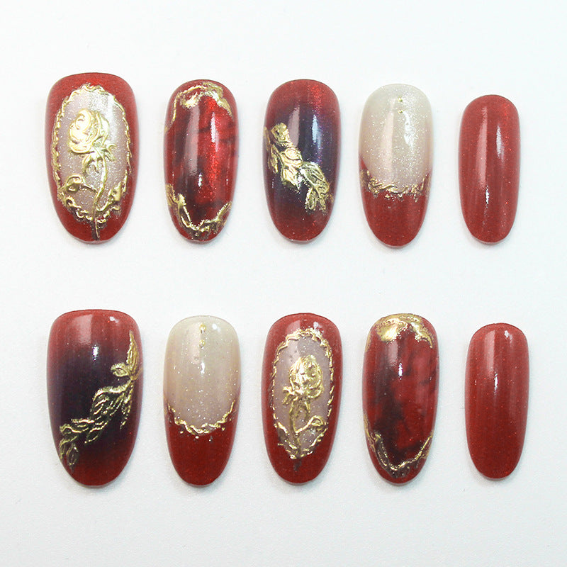Artistic Floral-Printed Press-On Nails Stornfield