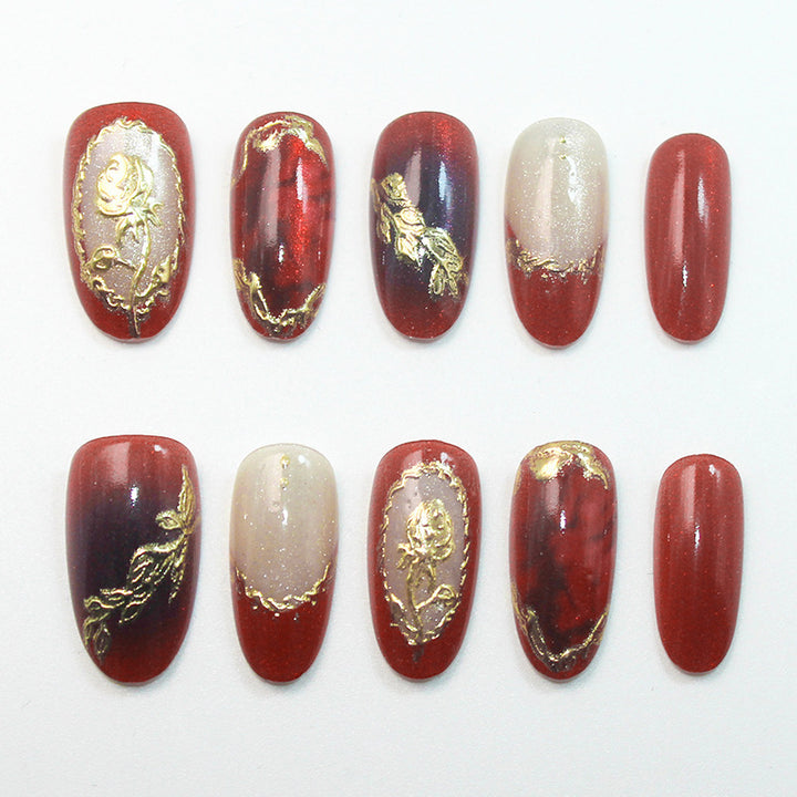 Artistic Floral-Printed Press-On Nails Stornfield