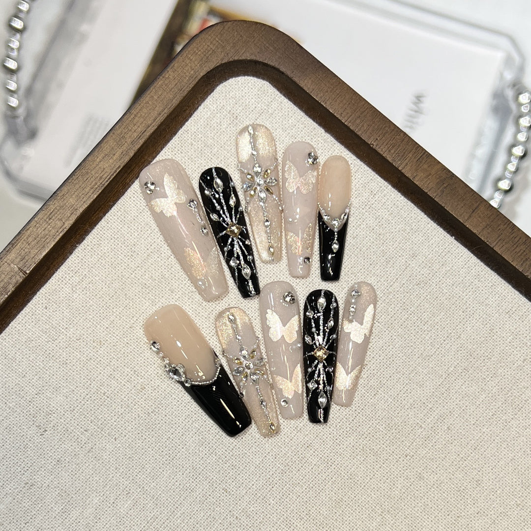 Elegant Butterfly-Inspired Press-On Nail Art Set Stornfield