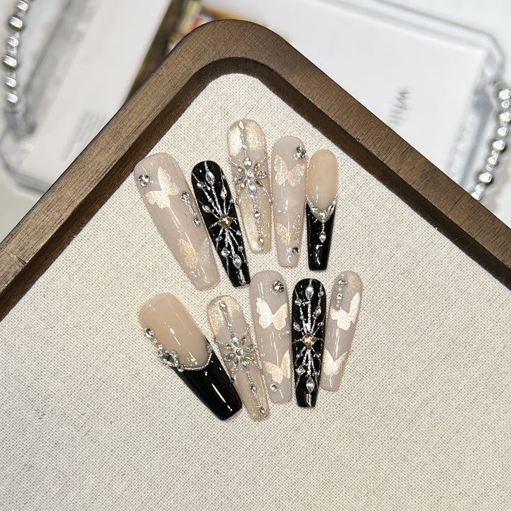 Elegant Butterfly-Inspired Press-On Nail Art Set Stornfield