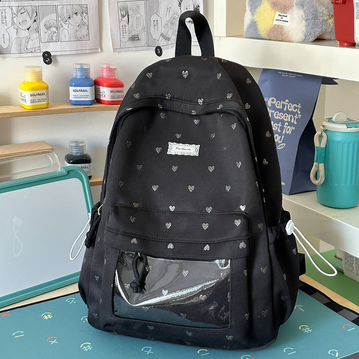 Heart-Print Stylish Backpack Stornfield