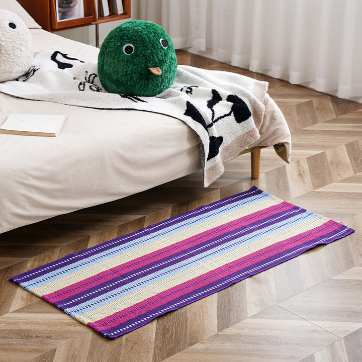 Flat-woven runner rug with check pattern and decorative border stripe Stornfield