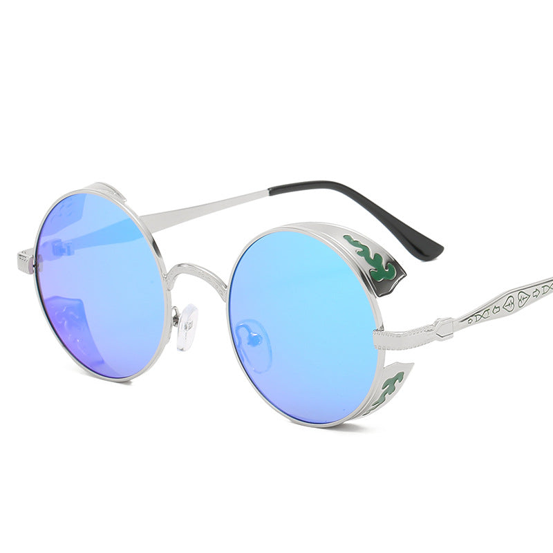 Ladies round sunglasses with luxurious gold frame and decorative elements Stornfield