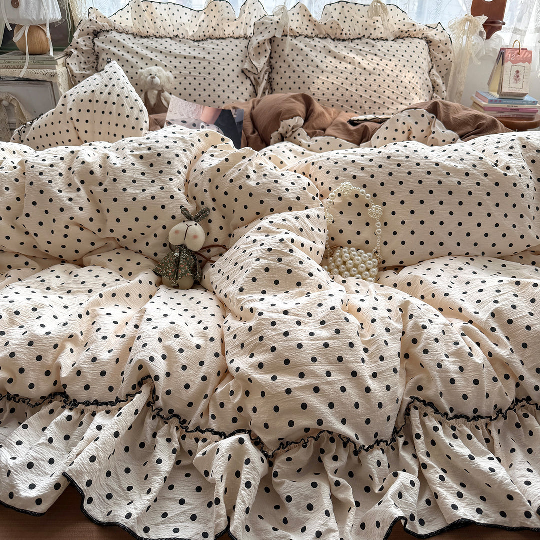 Ruffled Polka Dot Duvet Cover Set
