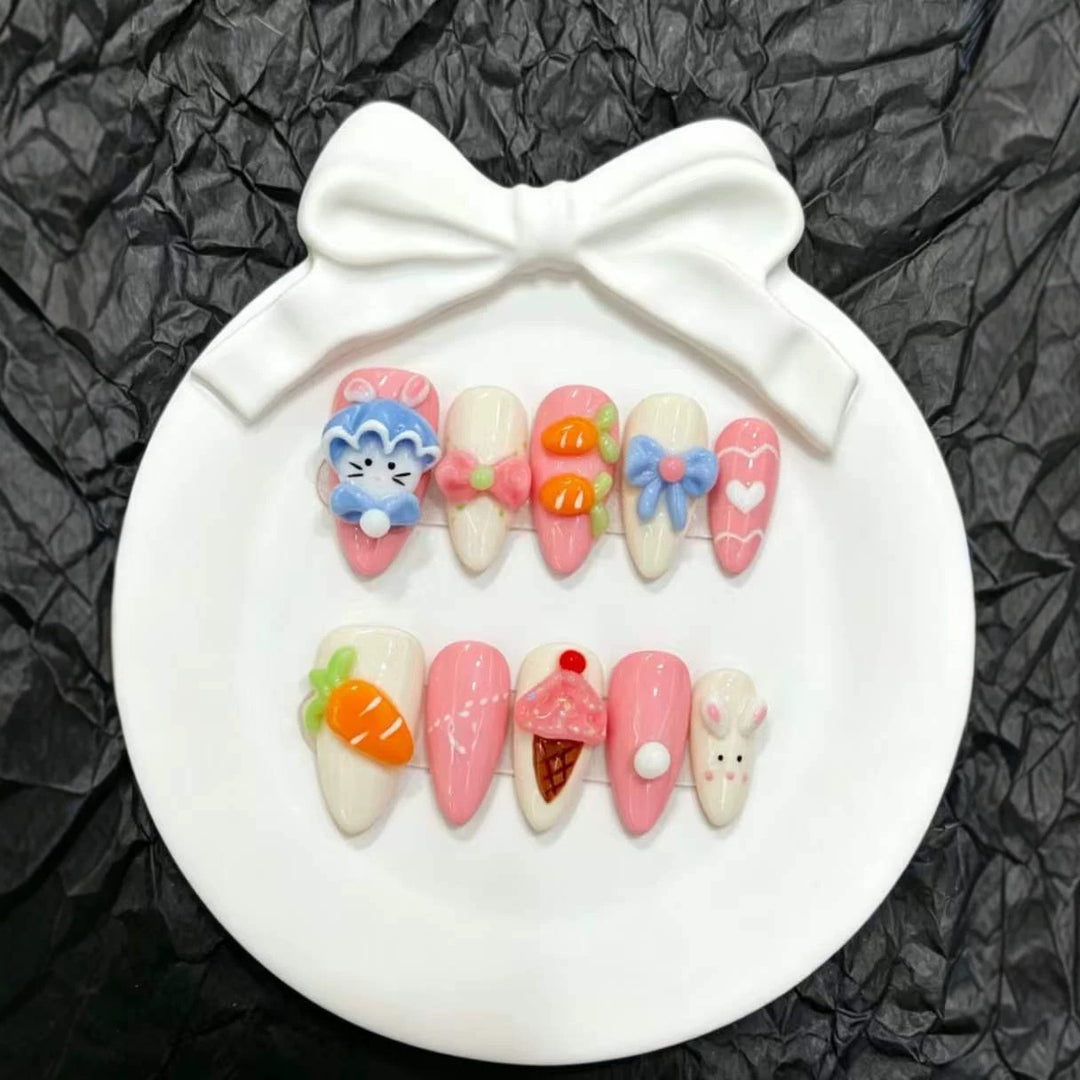 Whimsical Cartoon-Themed Press-On Nail Art Set