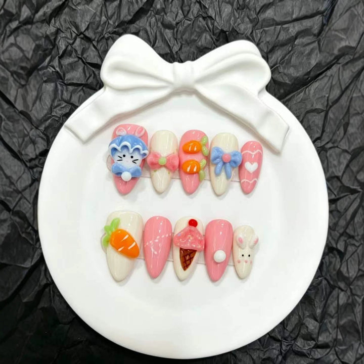 Whimsical Cartoon-Themed Press-On Nail Art Set