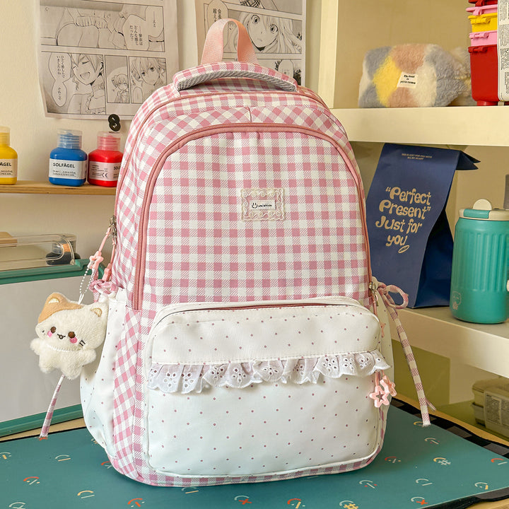 Playful Gingham Patterned School Backpack Stornfield