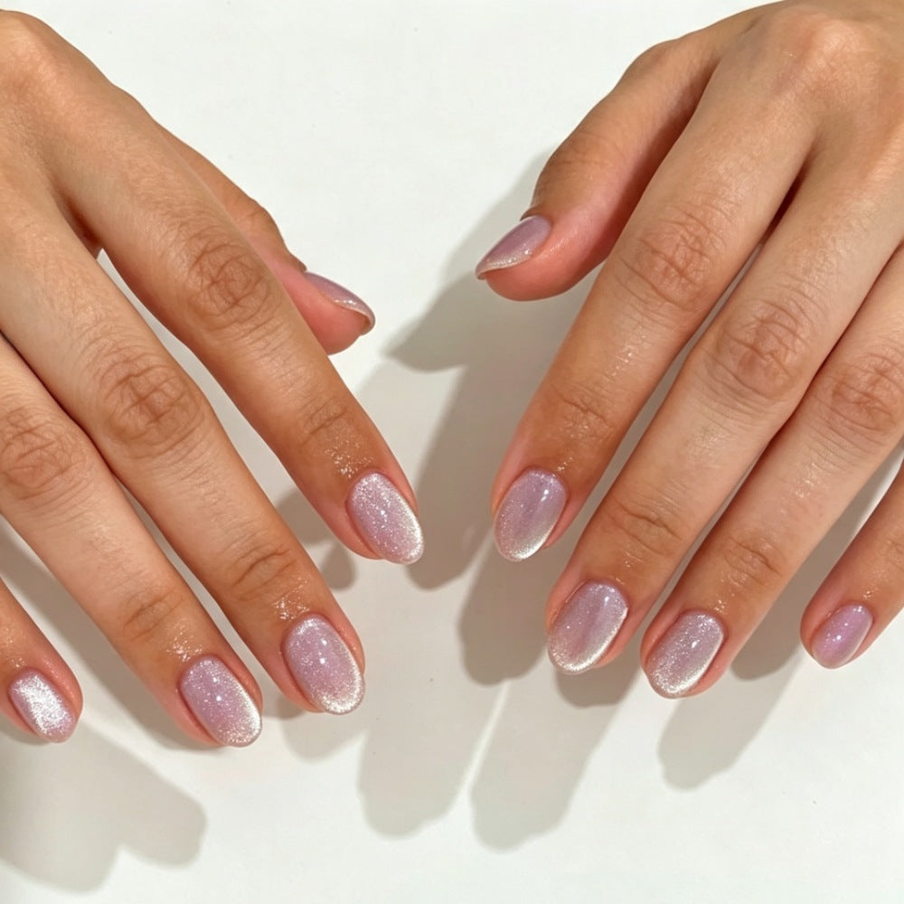 Elegant Artificial Nails with Shimmering Ombre Effect Stornfield