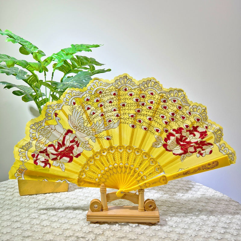 Women Folding Hand Fan with Elegant Embroidery Stornfield