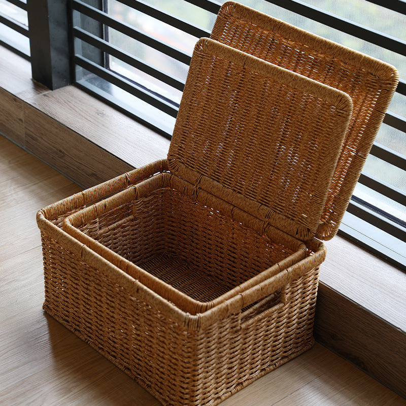 Unisex Rectangular Storage Basket with Decorative Lid Stornfield