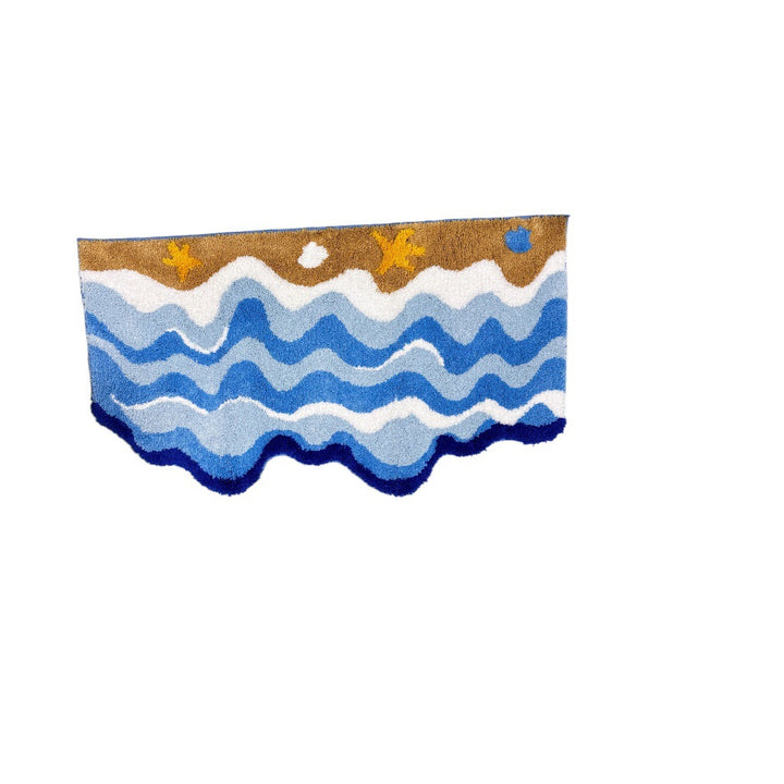 Plush Tufted Scalloped Coastal Wave-Shaped Area Rug