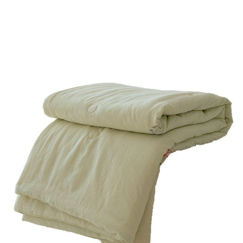 Light cotton gauze bedding set with fine floral embroidery and ruffle trim