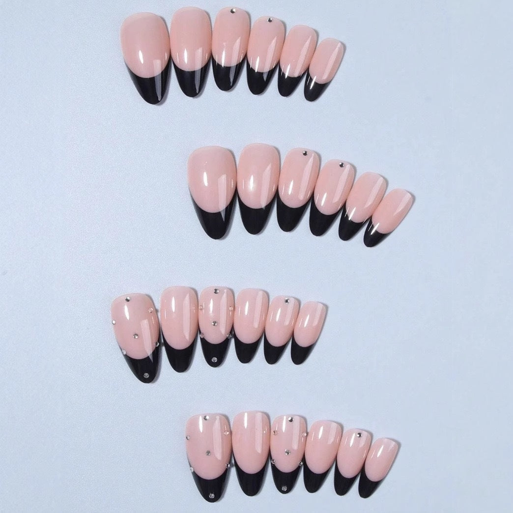 Artificial nail tips with elegant French design and glamorous details Stornfield