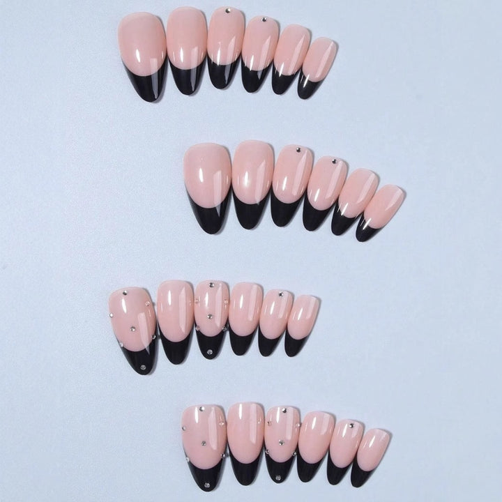 Artificial nail tips with elegant French design and glamorous details Stornfield