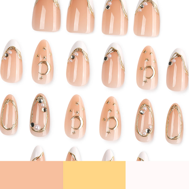 Elegant Nail Art with Glitter and Moon Designs Stornfield