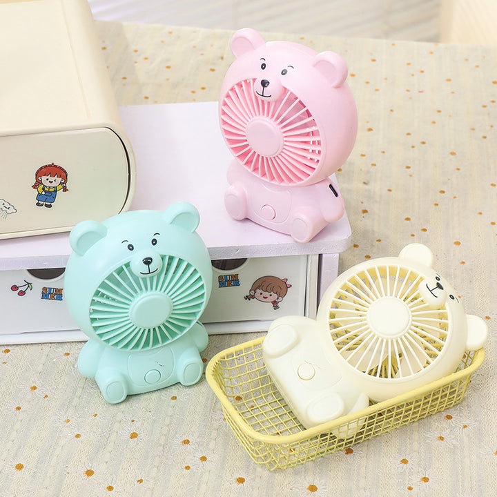 Unisex portable rechargeable table fan in bear shape with USB charging port and quiet motor Stornfield