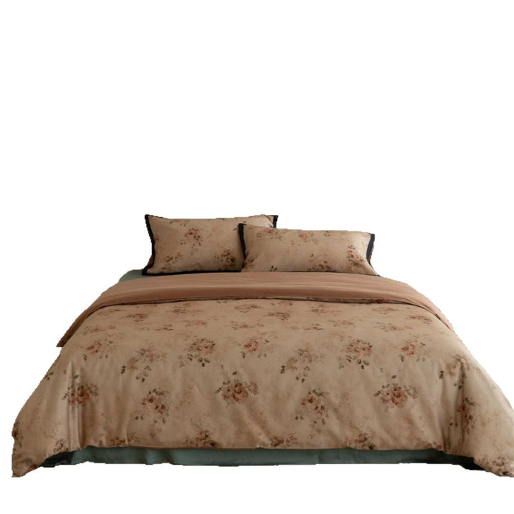 Floral Cotton Sateen Duvet Cover Set with Piped Pillow Shams