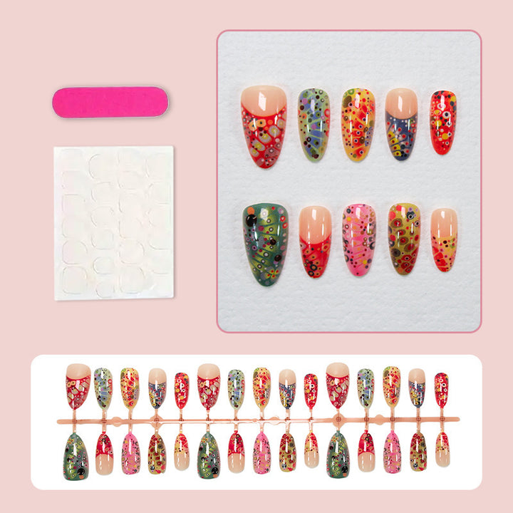 Artistic Hand-Painted Press-On Nail Art Set